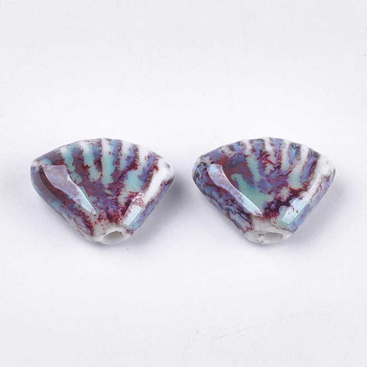 Glazed Porcelain Bead - Fan Shell - Phoenix Egg (10)