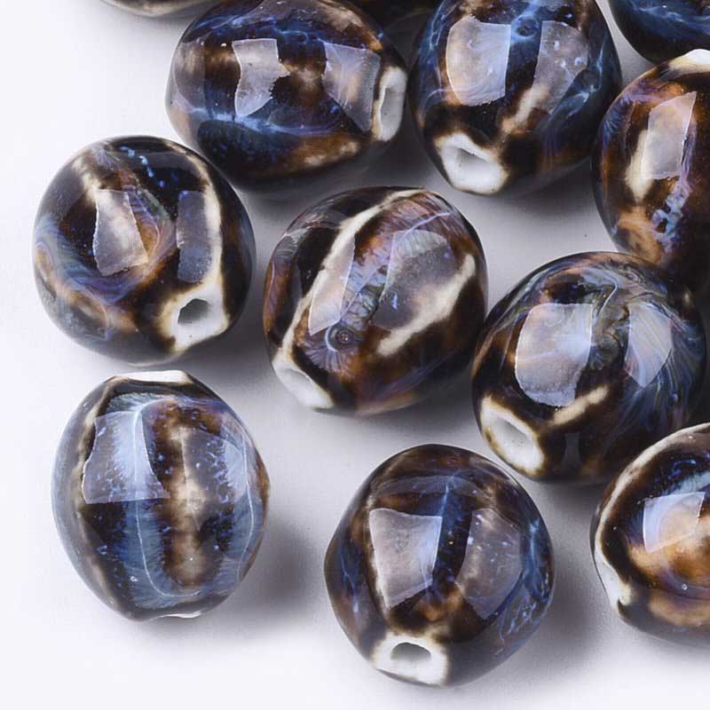 Glazed Porcelain Bead - Pod - Coconut (10)