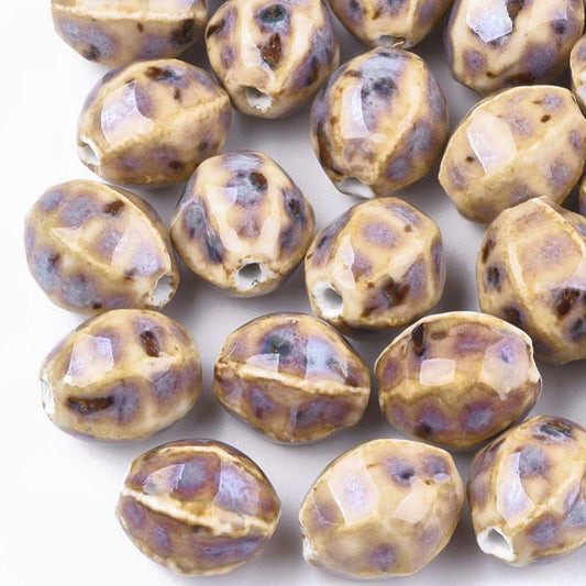 Glazed Porcelain Bead - Pod - Bisque (10)