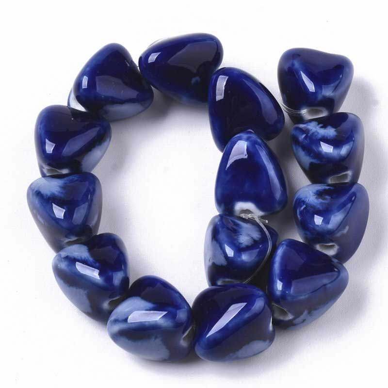 Glazed Porcelain Bead - Zongzi - Cobalt Blue (10)