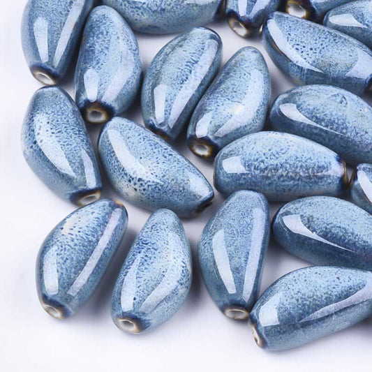 Glazed Porcelain Bead - Garlic Clove - Spackle (5)