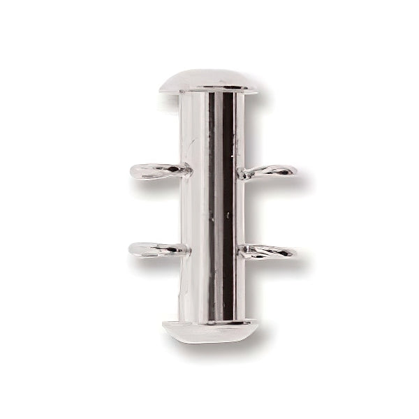 Clasp - 2-Strand - Slide Tube Vertical Hole - Silver Plated (2)