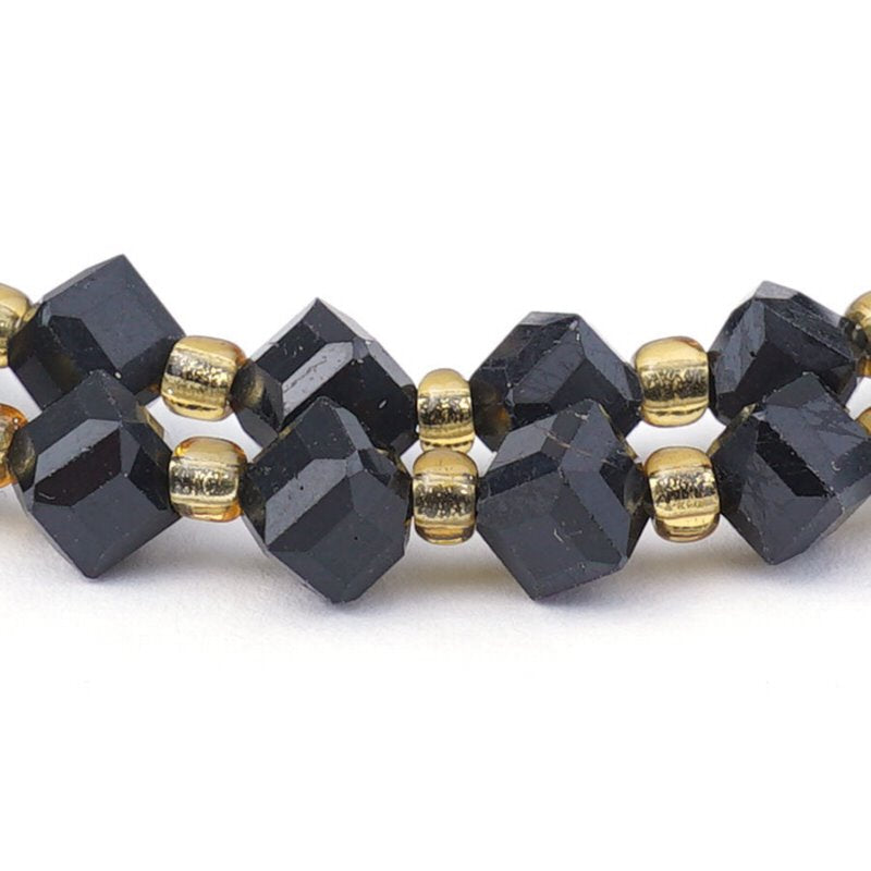 Blk Tourm 4x6mm CornerDrill Cube 16in