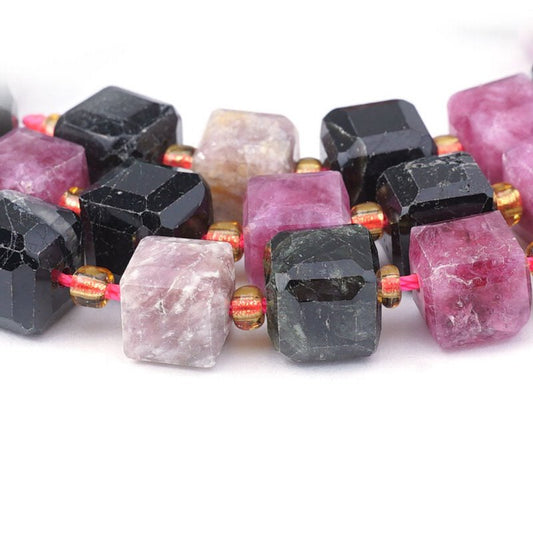 Tourmaline 10x7mm Faceted Cube 16in
