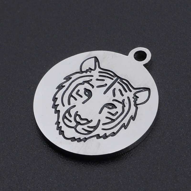 Tiger Disc Charm Stainless Steel Each