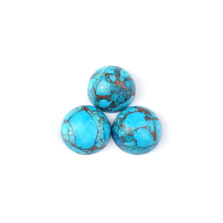 Stone - 12mm Round Cabochon - Hubei Turquoise w Copper Matrix