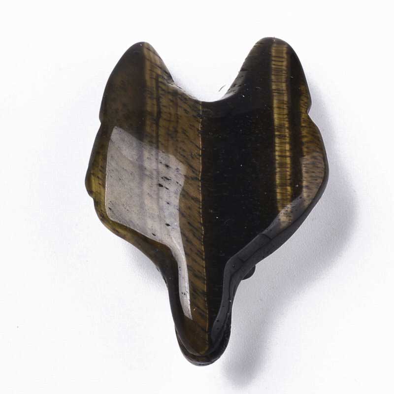 Stone Pendant - Wolf Head - Tiger Eye