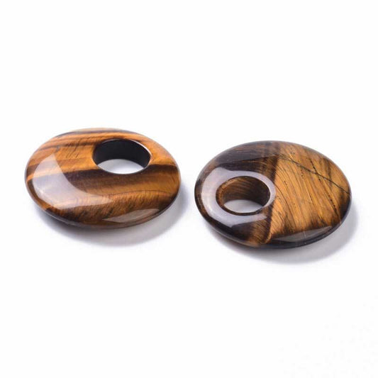 Stone Pendant - 40mm Gogo Donuts - Tiger Eye