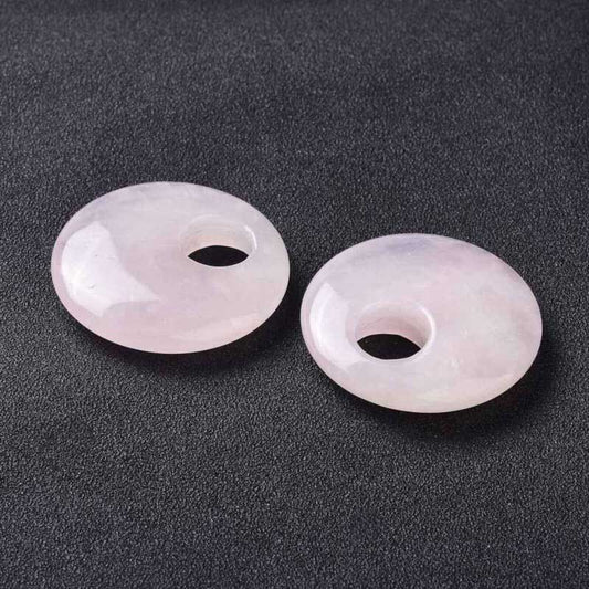 Stone Pendant - 40mm Gogo Donuts - Rose Quartz