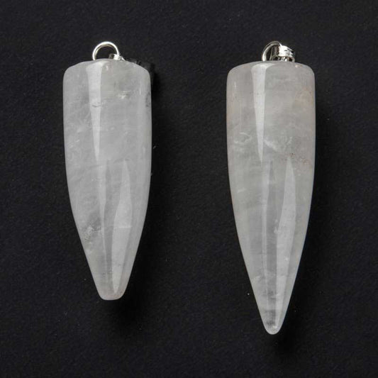 Stone Pendant - 35mm Pendulum Drop - Quartz - Platinum Plated