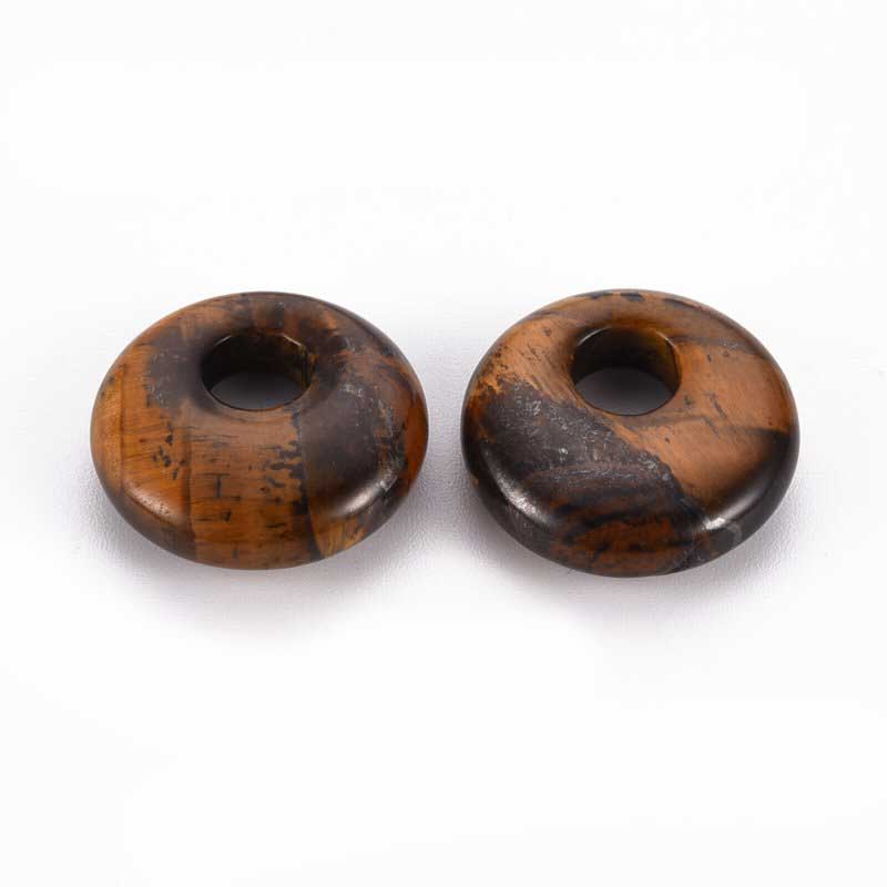 Stone Pendant/Charm - 18mm Puffy Gogo Donut - Tiger Eye