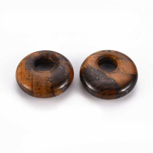 Stone Pendant/Charm - 18mm Puffy Gogo Donut - Tiger Eye