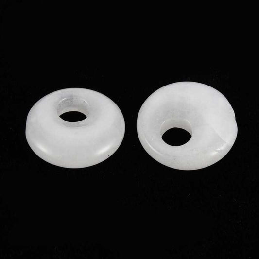 Stone Pendant/Charm - 18mm Puffy Gogo Donut - White Jade