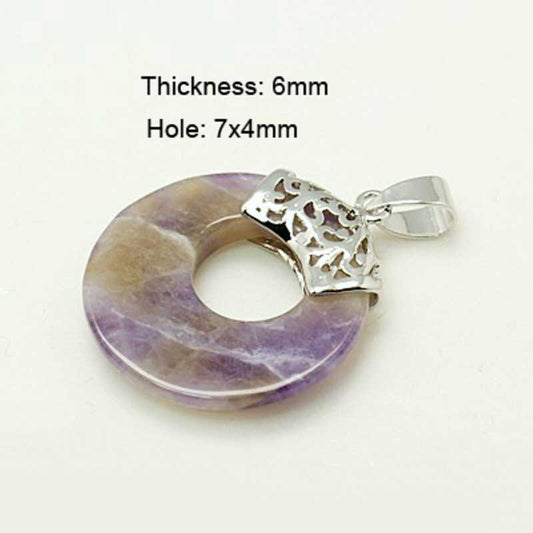 Stone Pendant - 28mm Donut with Bail - Ametrine - Platinum Plated