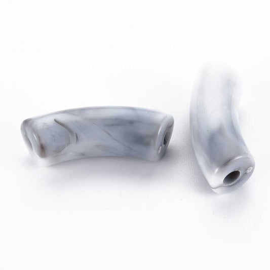 Acrylic Beads - 34mm Curved Tube - Grey Fog (10)