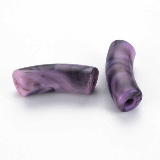 Acrylic Beads - 34mm Curved Tube - Orchid (10)