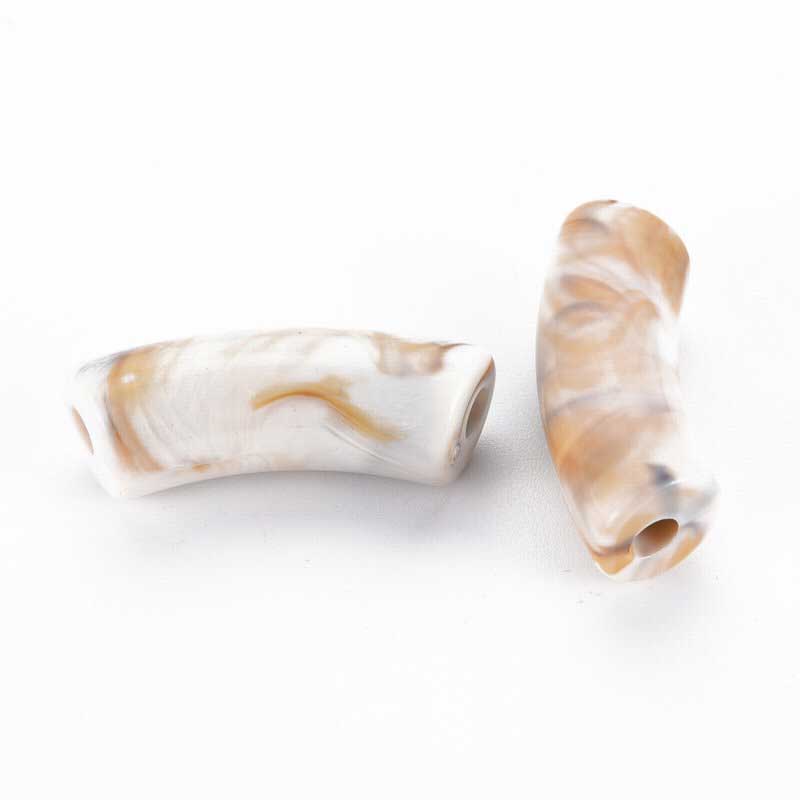 Acrylic Beads - 34mm Curved Tube - Cafe au Lait (10)