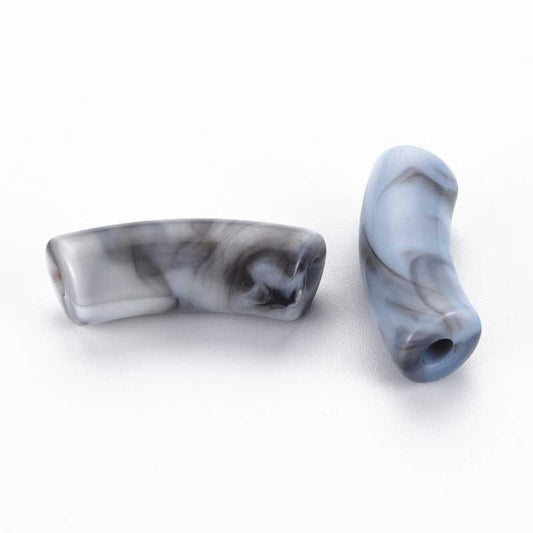 Acrylic Beads - 34mm Curved Tube - Blue Grey (10)