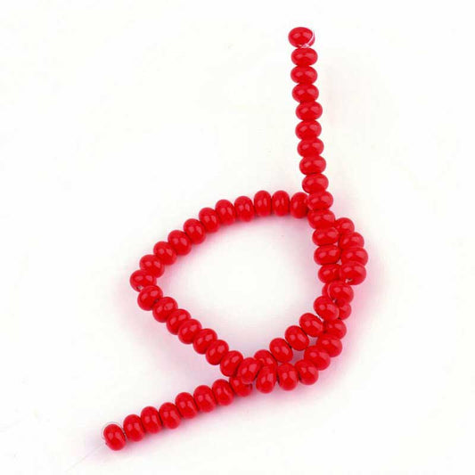 Glazed Porcelain Bead - 8x5mm Donut Rondelle - Cherry (20)