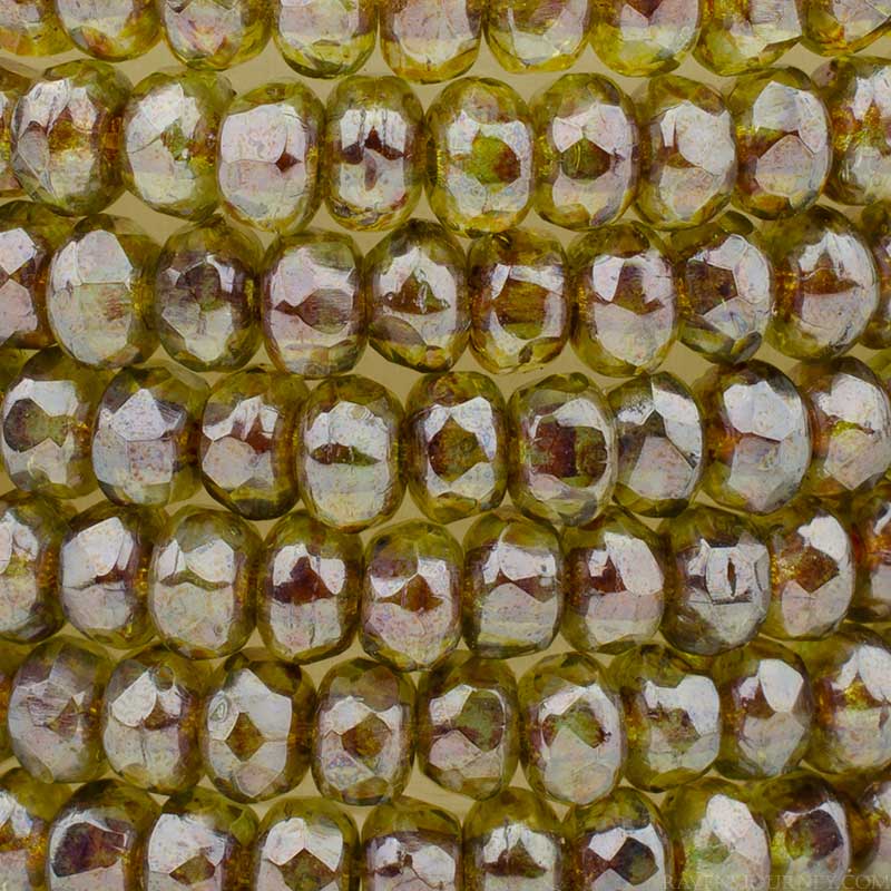 Fire Polish Beads - 3x2mm - Gem Cut Microspacer - Olive Bronze (strand 50)