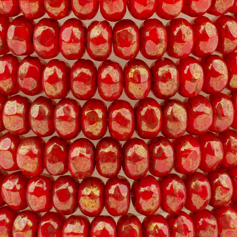 Fire Polish Beads - 3x2mm - Gem Cut Microspacer - Burnt Orange Opal Luster (stra