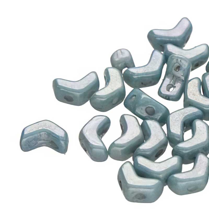 Czech Shaped Beads - Mini ChevronDuo - Chalk Blue Luster (Tube)