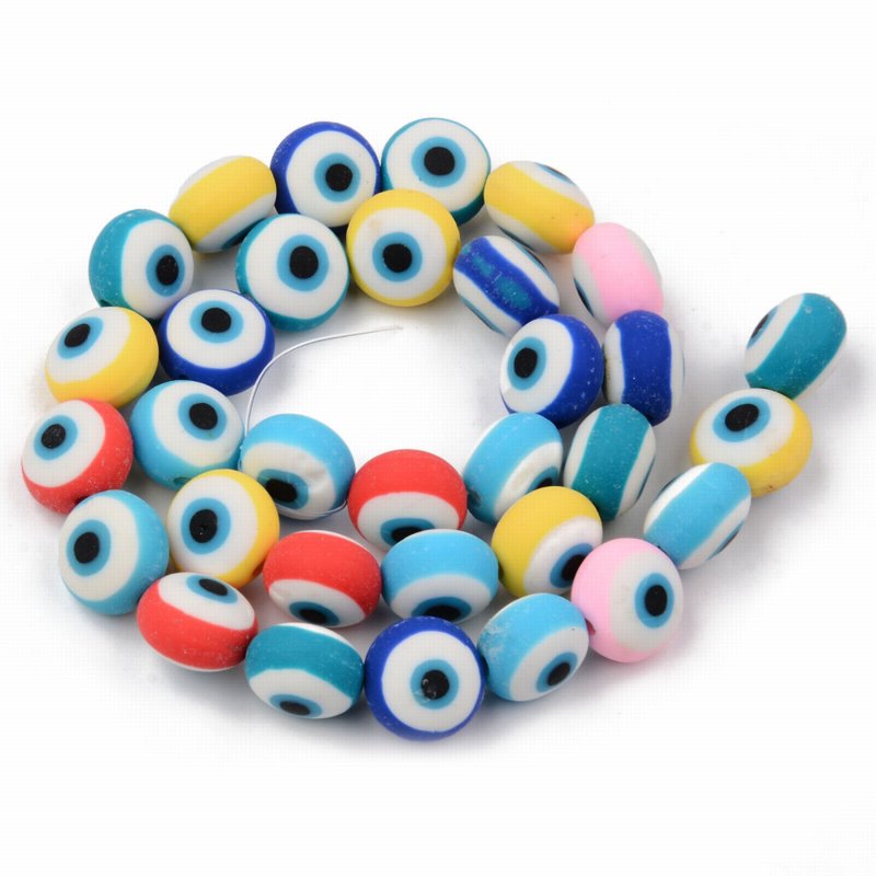 Polymer Clay Vinyl - Evil Eye Rounds - Assorted Colours (strand)