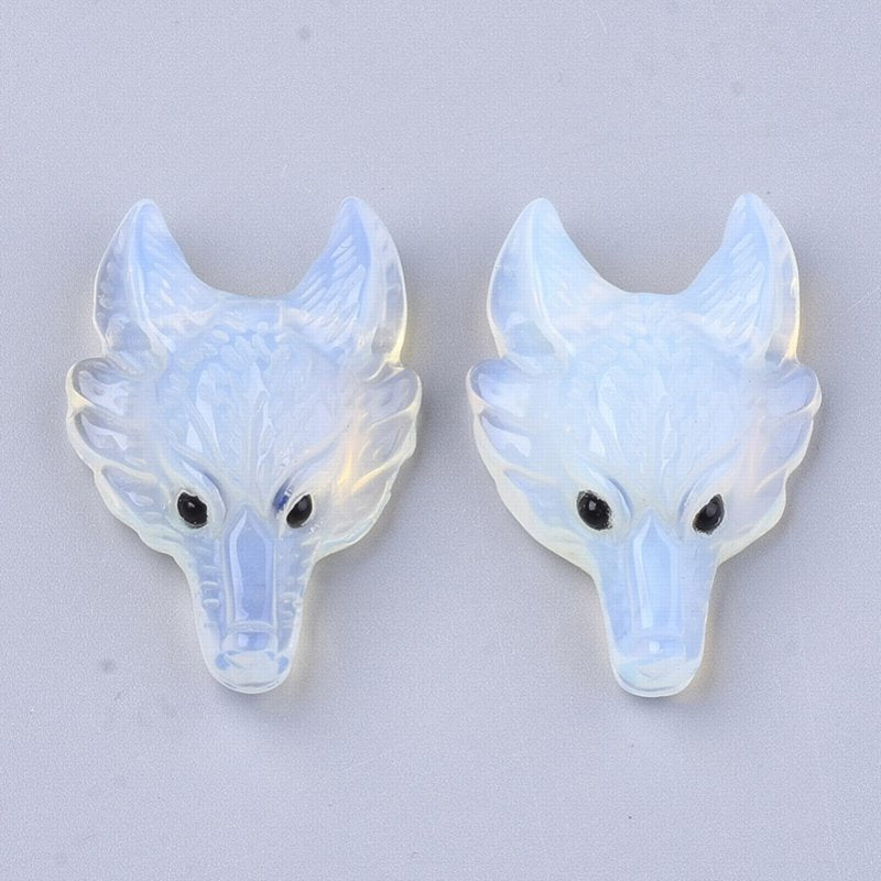 Stone Pendant -  Wolf Head - Opalite
