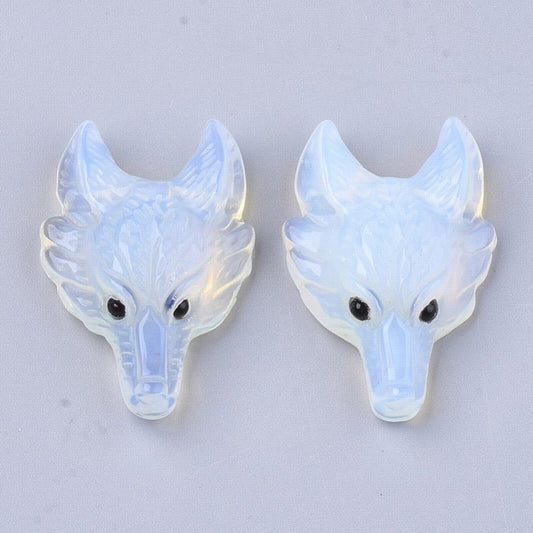 Stone Pendant -  Wolf Head - Opalite