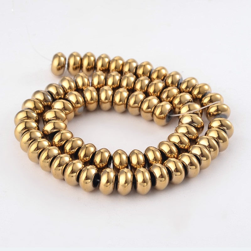GoldPl Hematite 10mm Donut 15.5in