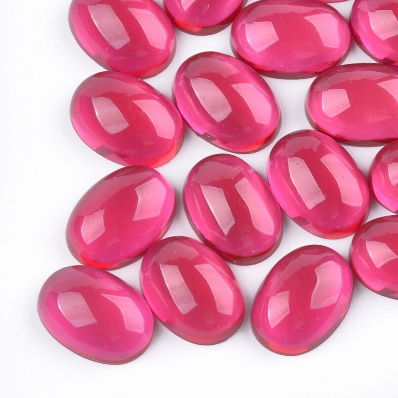 Cabochon - Resin - 15x21mm Oval - Cranberry Pink (10)