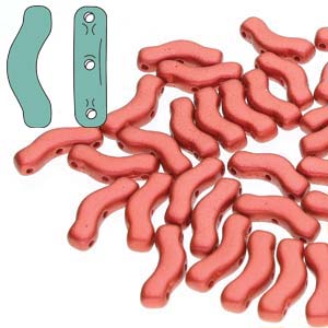 Czech Shaped Beads - Bridge - Chalk Lava Red (25)