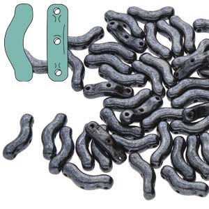 Czech Shaped Beads - Bridge - Black Hematite (25)