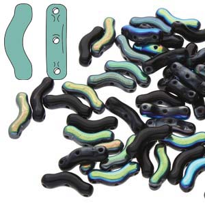 Czech Shaped Beads - Bridge - Jet Full Azuro (25)