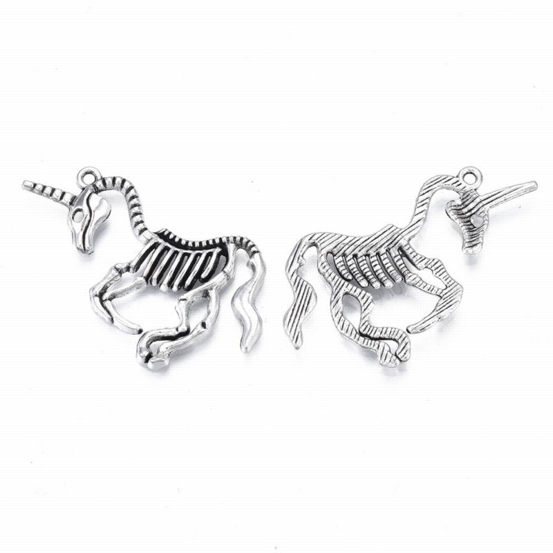 Skele-Corn Charm   Antique Silver Pair