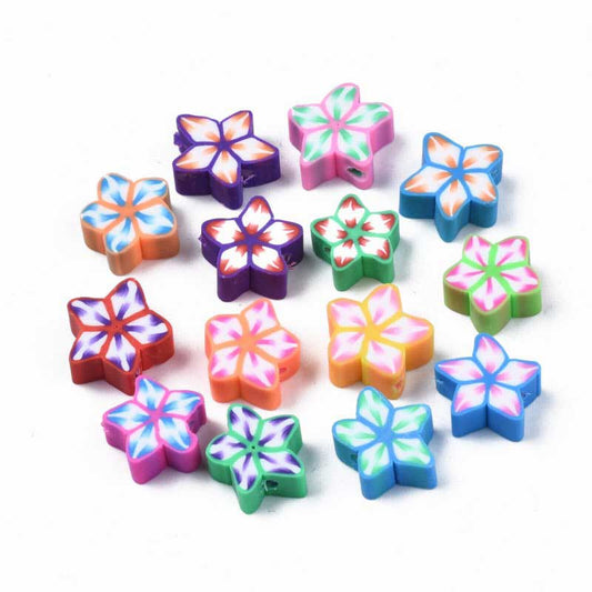 Polymer Clay Vinyl - Star Flowers - Assorted Colours (approx 50pcs)