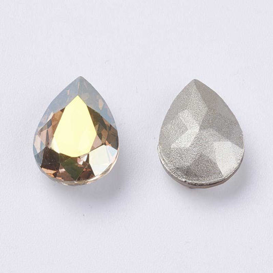 Fancy Rhinestone - 13x18mm Faceted Pear Drop - Crystal Golden Sunshine (2)