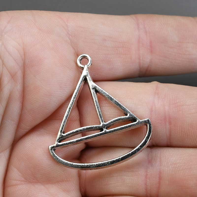 Sail Boat Frame Pend   Ant Slvr Pair