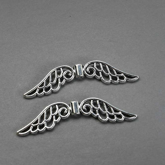 Pendant - Open Filigree Angel Wings - Antique Silver (2)