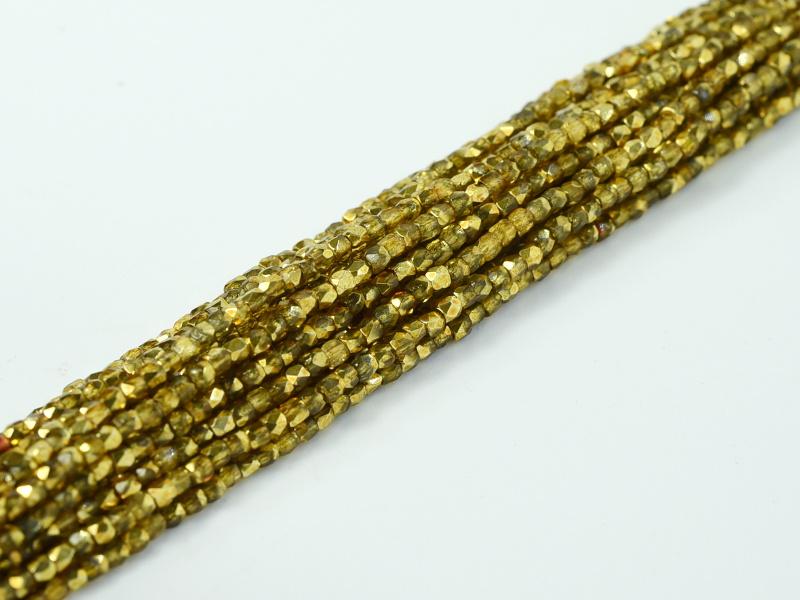 Fire Polish Faceted Round - True 2mm - Crystal Apricot Metallic Ice (strand 150)