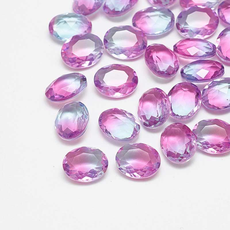 Fancy Rhinestone - 13x18mm Faceted Oval - Gentle Sunset (2)