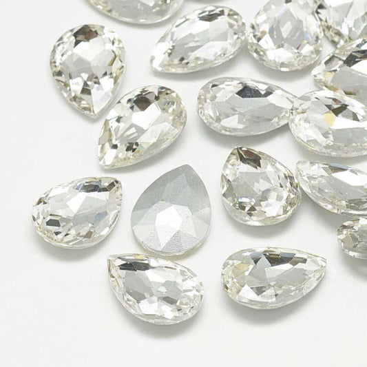 Fancy Rhinestone - 13x18mm Faceted Pear Drop - Crystal (5)