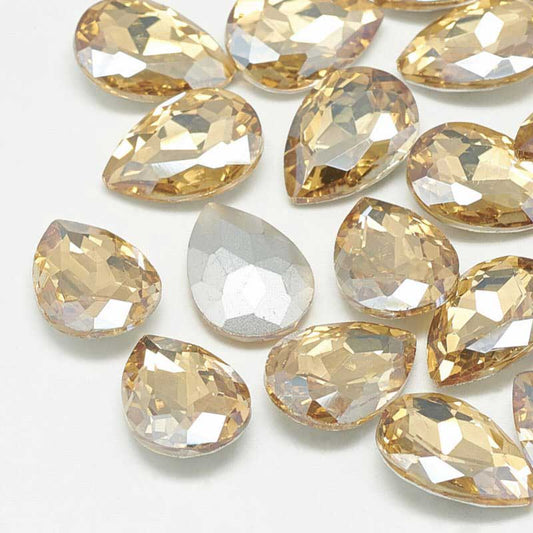 Fancy Rhinestone - 13x18mm Faceted Pear Drop - Light Colorado Topaz (5)