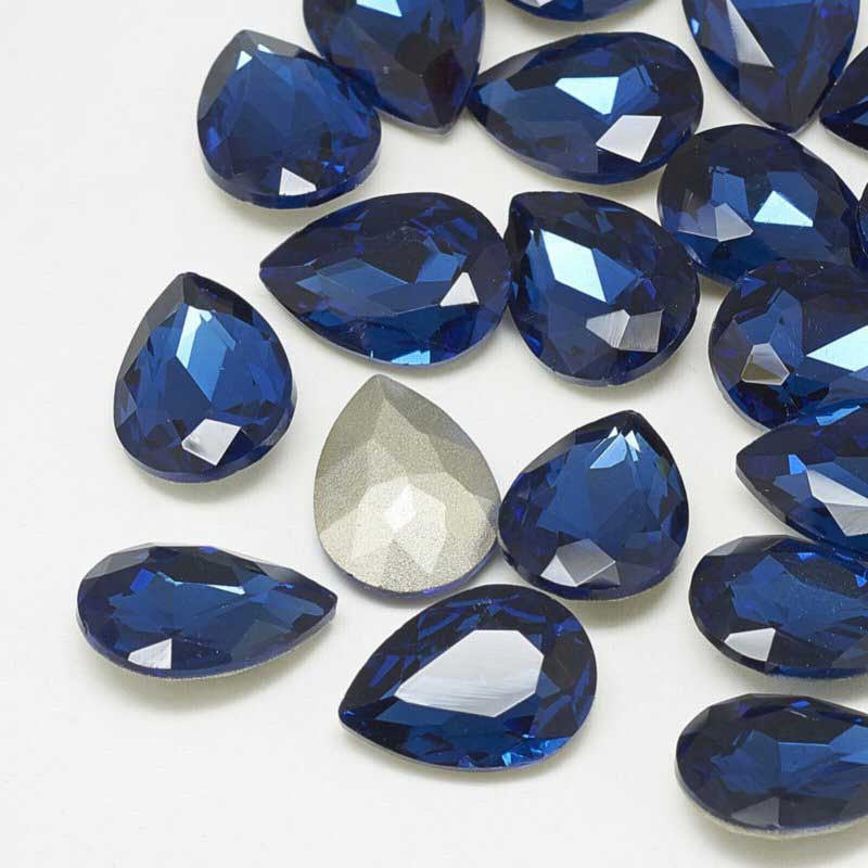 Fancy Rhinestone - 13x18mm Faceted Pear Drop - Montana Sapphire (5)