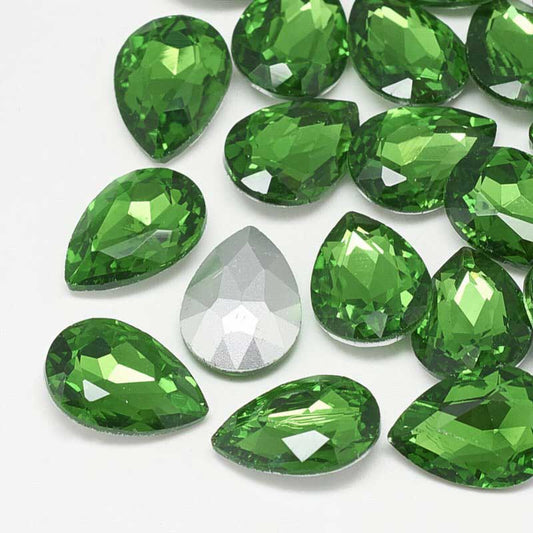 Fancy Rhinestone - 13x18mm Faceted Pear Drop - Erinite (5)