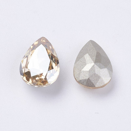 Fancy Rhinestone - 13x18mm Faceted Pear Drop - Crystal Golden Shadow (2)
