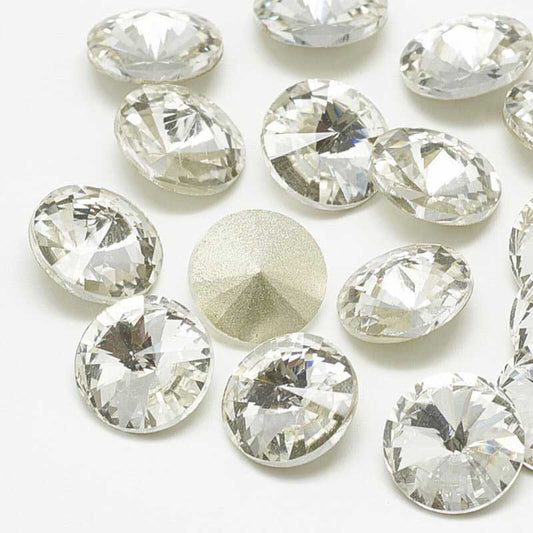 Faceted Fancy Crystal Rhinestone - 12mm Rivoli - Crystal (5)