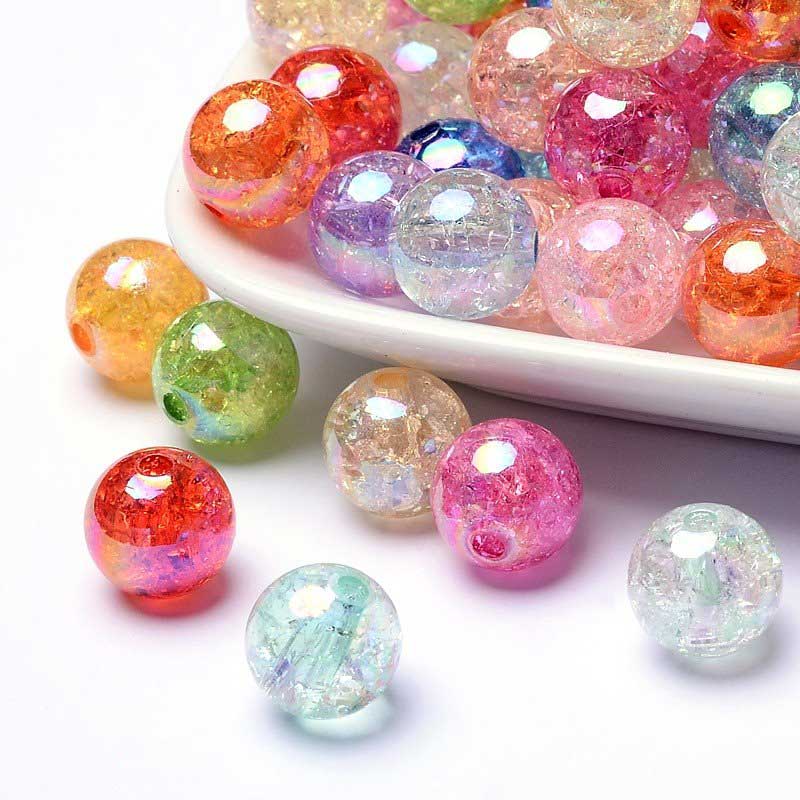 Bubblegum Beads - 10mm - Round - Mixed Crackle (50)