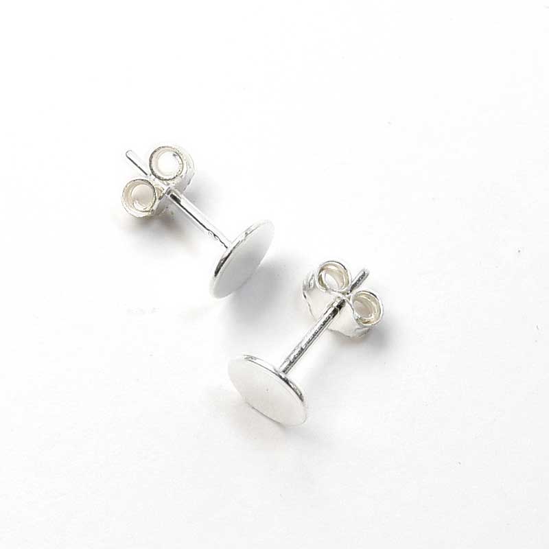 Earring - 6mm Stud with Disc for Glue - Sterling (pair)