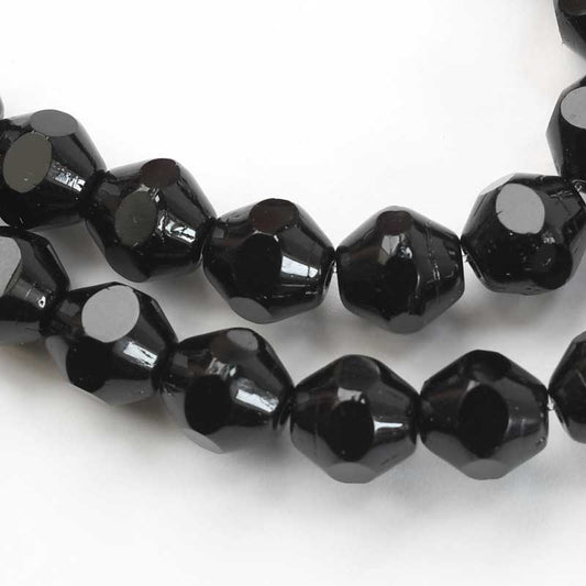 Fire Polish Beads - 8mm - Cut Bicones - Jet (strand 25)